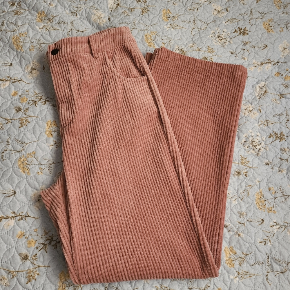 Pink Corduroy Relaxed Mom Fit Pants Fits Waist 28"
